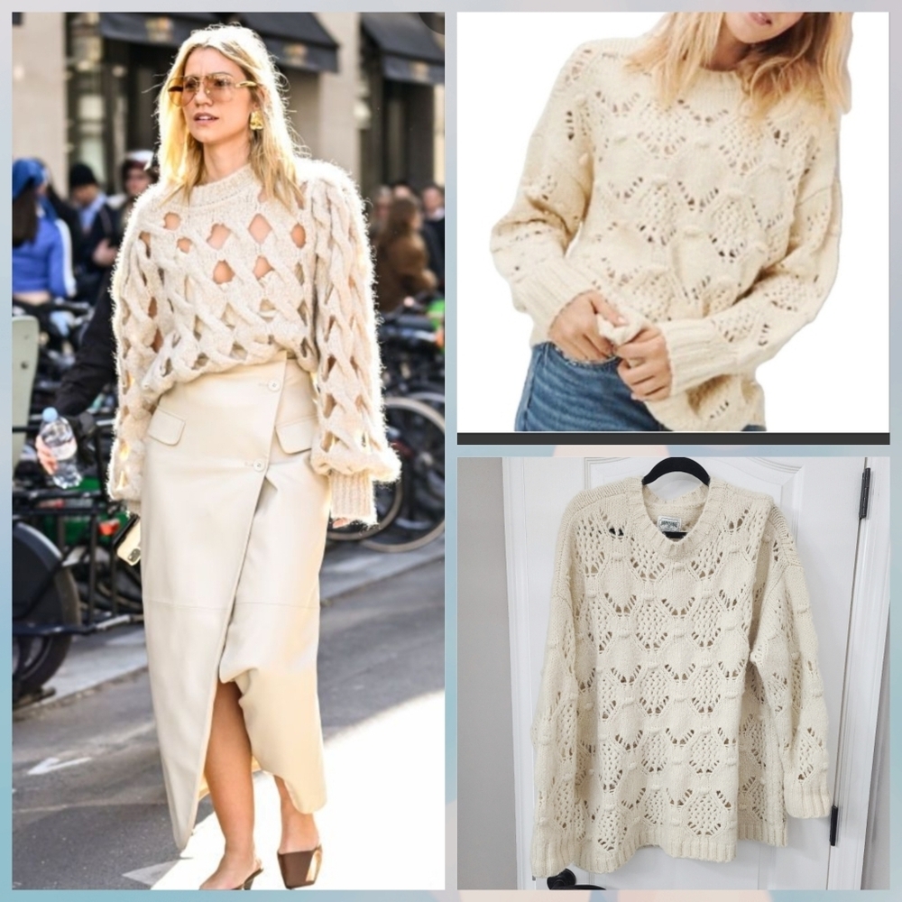 American Eagle Oversizes Woolblend Pointelle Sweater